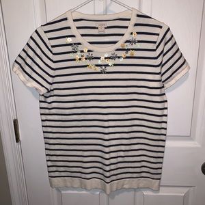 J Crew Striped Embellished Sweater - Size M